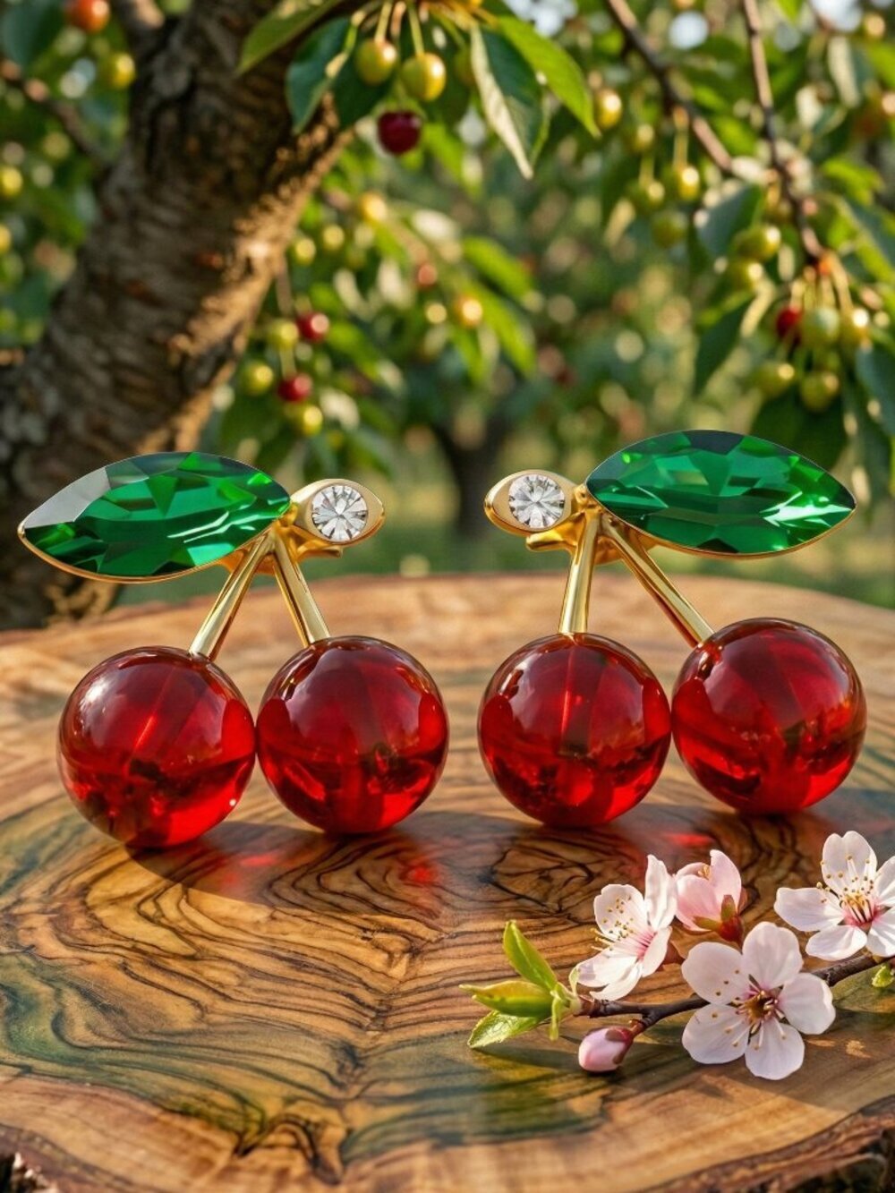 925 Silver Post Red Cherry Crystal Stud Earrings Coquette Coconut Girl Gold Tone